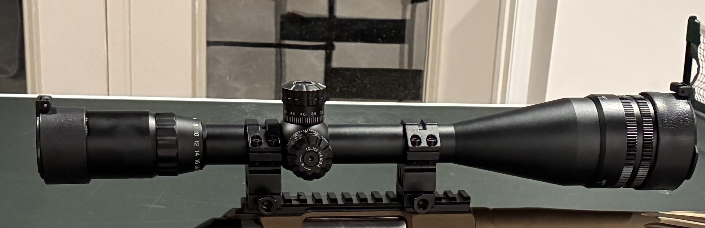 UUQ 6-24x50 AO Rifle Scope, SFP Crosshair Reticle, Front Adjustable Objective Parallax, Locking Resettable Turrets, Red/Green Illuminated, 20mm Picatinny/Weaver Rings Included, Waterproof Fogproof customer photo 1