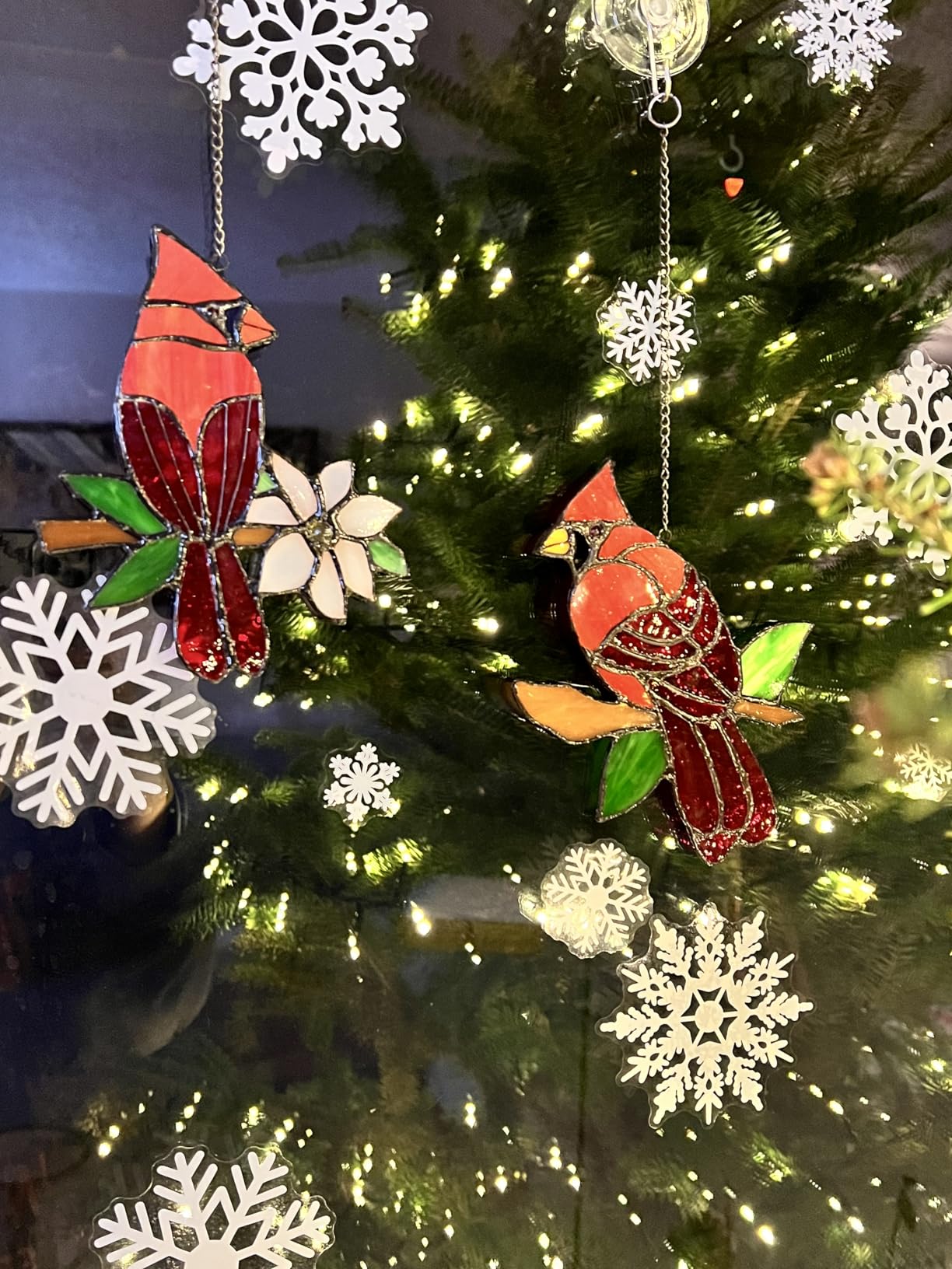 2 Pcs Hummingbird Stained Glass Window Hanging Suncatchers,Gifts for Women customer photo 1