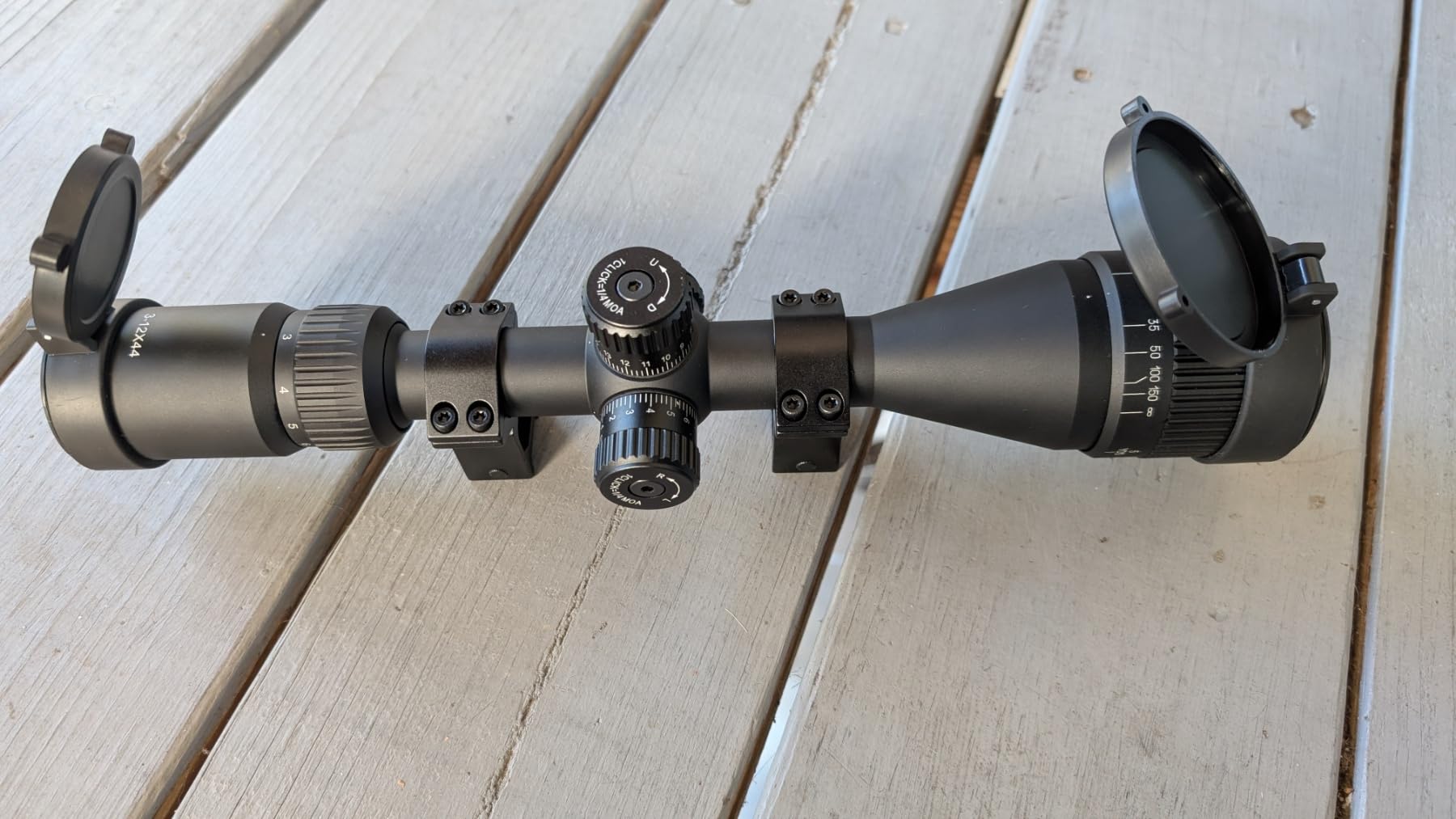 CVLIFE 3-12x44 AO Rifle Scope - Medium Range Scope with Locking Turret - Red and Green Illuminated 1