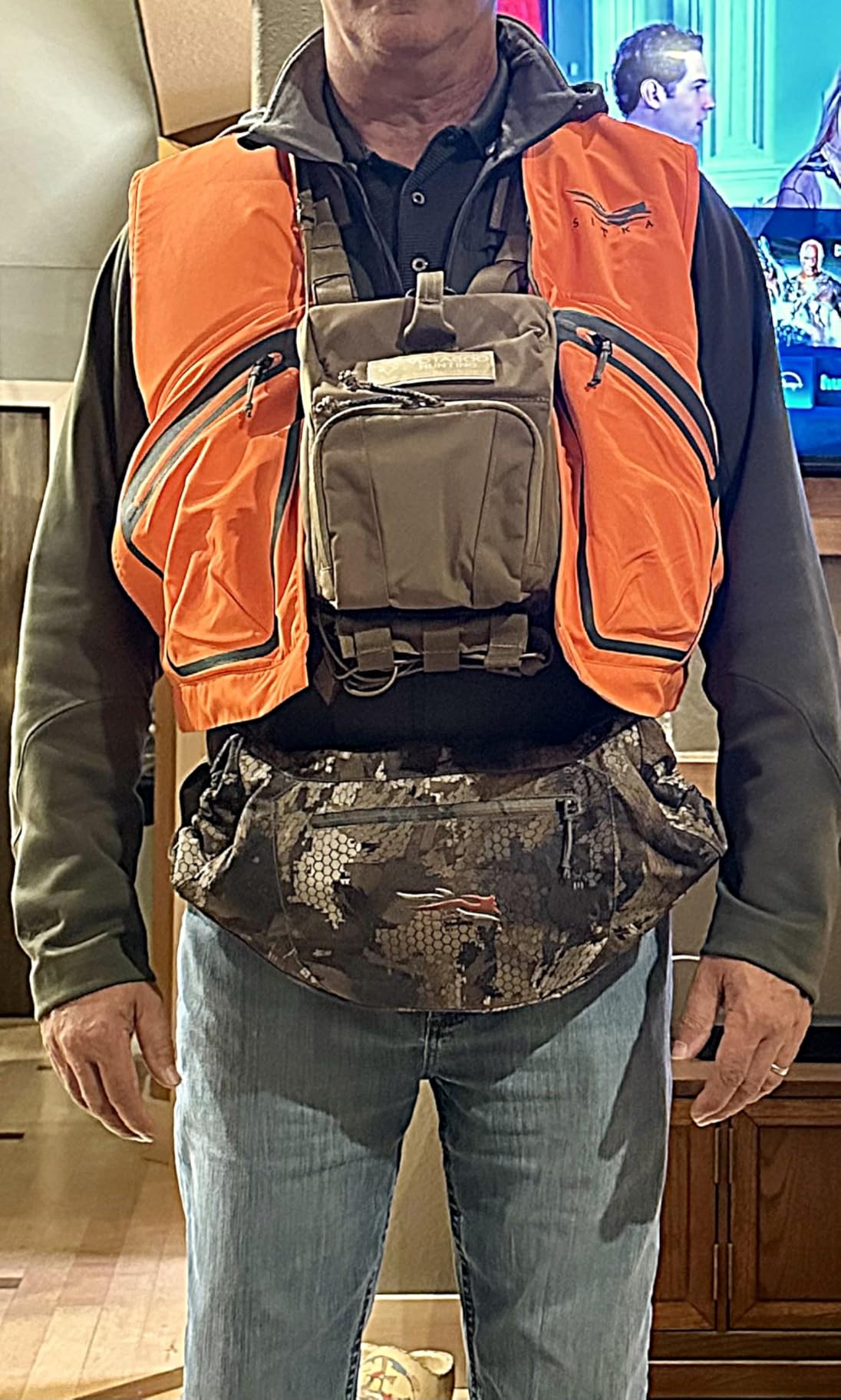 Binocular Harness Case Bino Chest Pack with Magnetic Closure and MOLLE System Water-repellent for Hunting (Combination, Green) customer photo 1