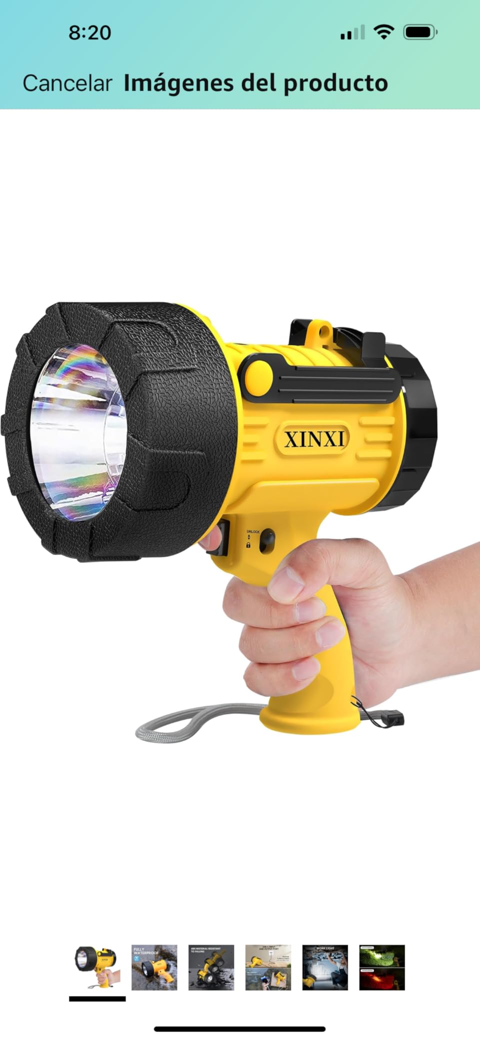 XINXI Rechargeable Spotlight, 2,000,000 Lumen High Powered Flashlight, IP67 Waterproof Handheld Search Light, Featuring Long Runtime as an Outdoor Spot Light for Hunting, Camping, Fishing (Blue) customer photo 1