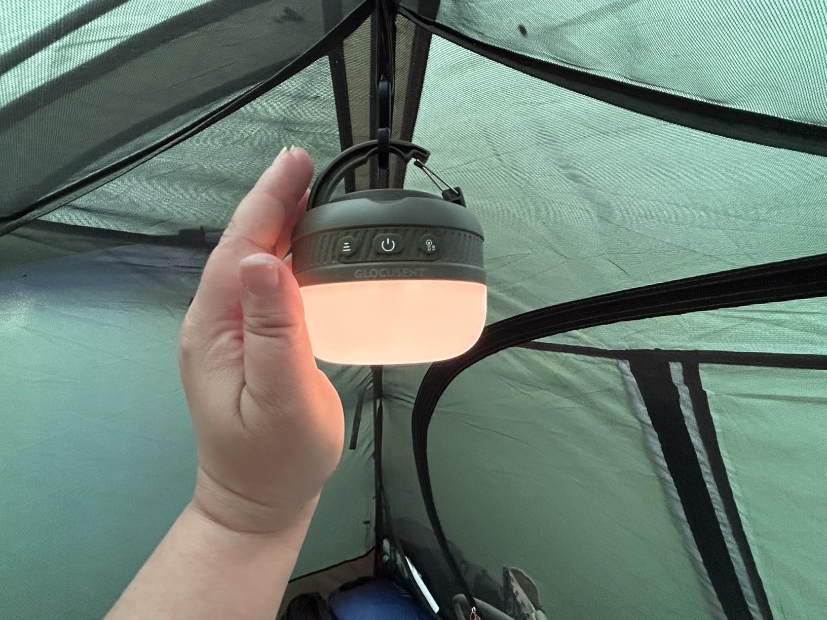 Glocusent 400H Camping Lantern, 5000mAh Rechargeable Lantern, Solar Pocket | LED Camping Lantern with 5 Brightness 3 Modes, IPX5 Waterproof, Pocket Lanterns for Power Outages, Emergency Light, Camping customer photo 1