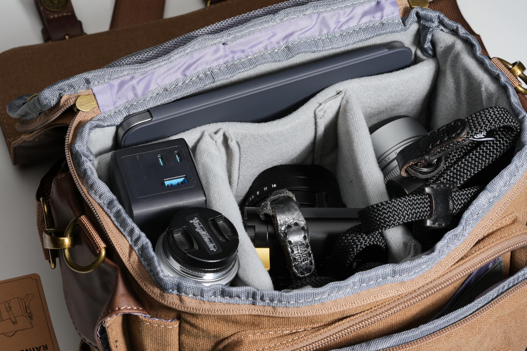 RAINSMORE Vintage Canvas Camera Sling Bag - Water-resistant Crossbody Case with Rain Cover & Tripod Holder customer photo 1