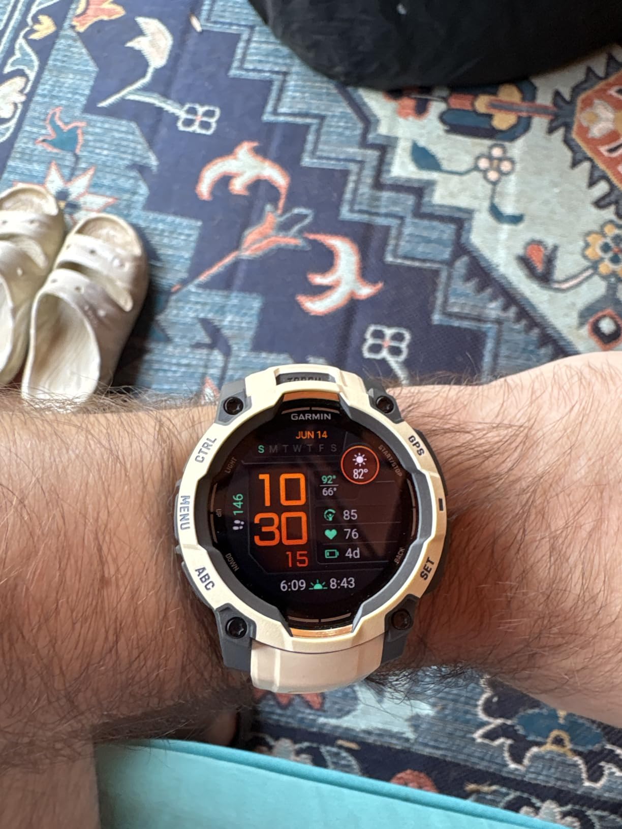 Garmin Instinct 3 - 45 mm, AMOLED Display, Rugged Outdoor GPS Smartwatch, Built-in Flashlight, Alpine Rush Collection Limited Edition Color, Citrine with Citrine Band customer photo 1