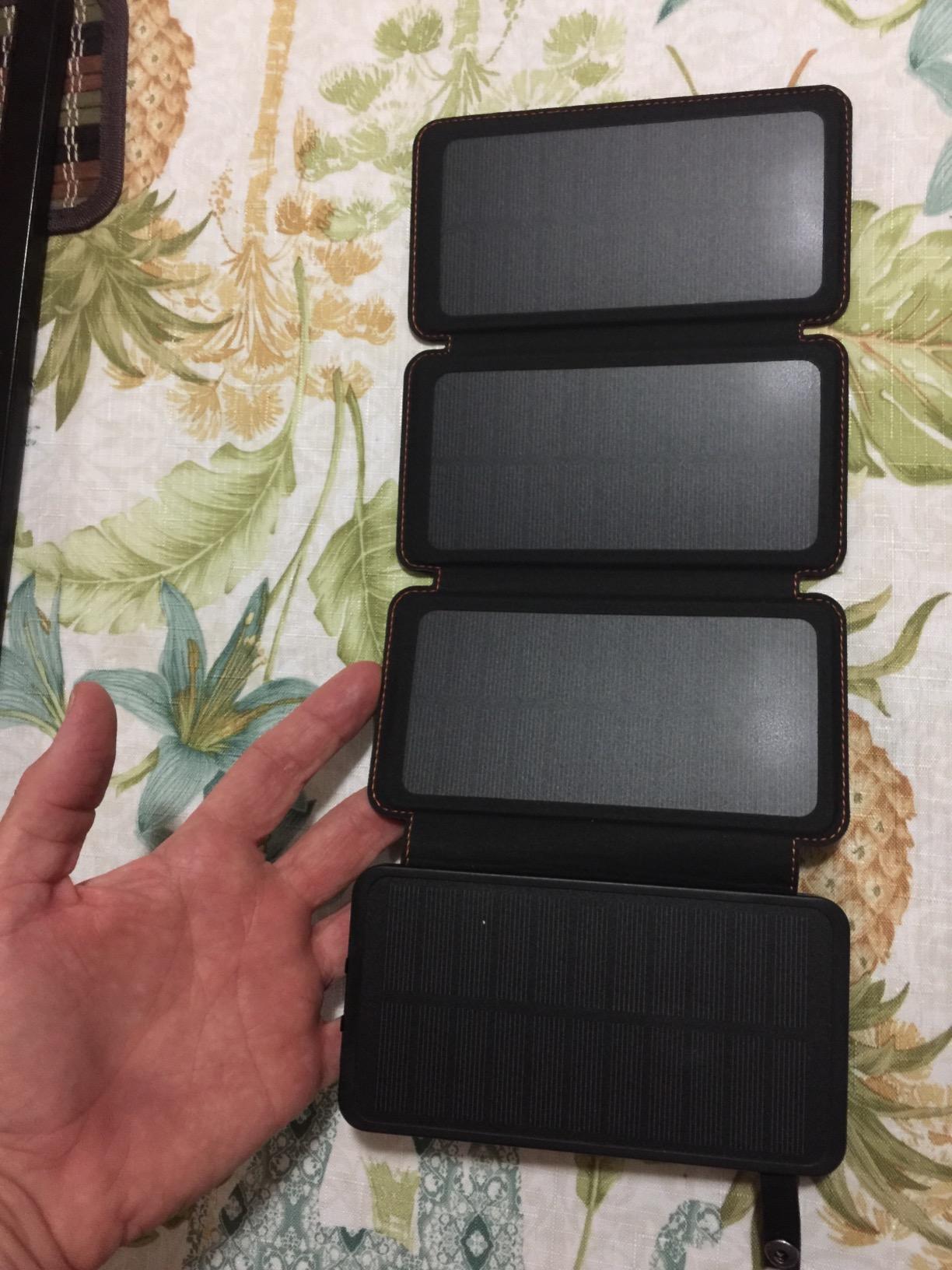 A ADDTOP Solar Charger Power Bank 20000mAh Built-in 4 Cables, Wireless Portable Charger with 4 Solar Panels and 3 USB Ports, PD QC 3.0 Fast Charging Battery Pack for Cell Phone, Tablets(Orange) customer photo 1