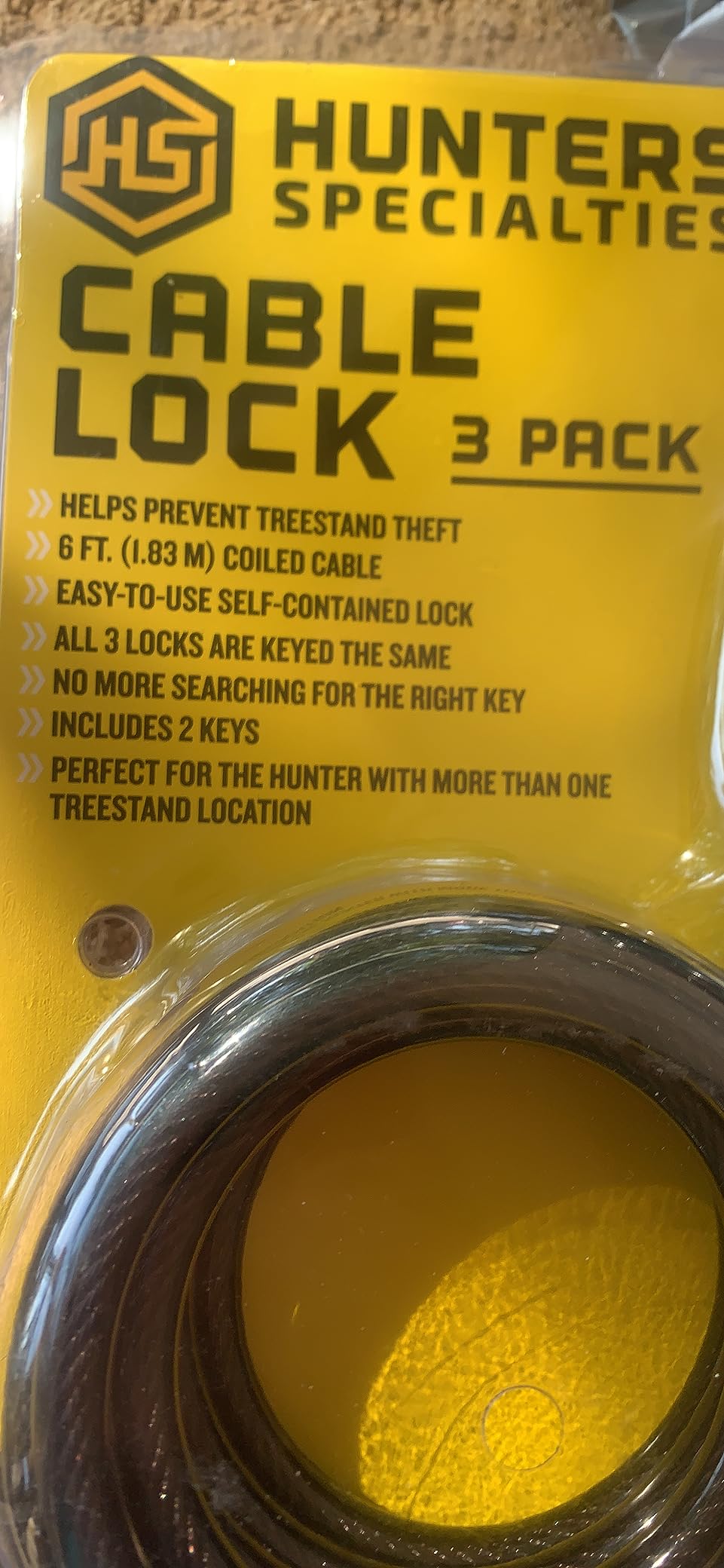 Hunters Specialties 6 ft Cable Lock with Key - Hunting Weather-Resistant Heavy Duty Anti-Theft Security Cable for Treestands, Trail Cameras & Outdoor Gear (3 Pack) customer photo 2