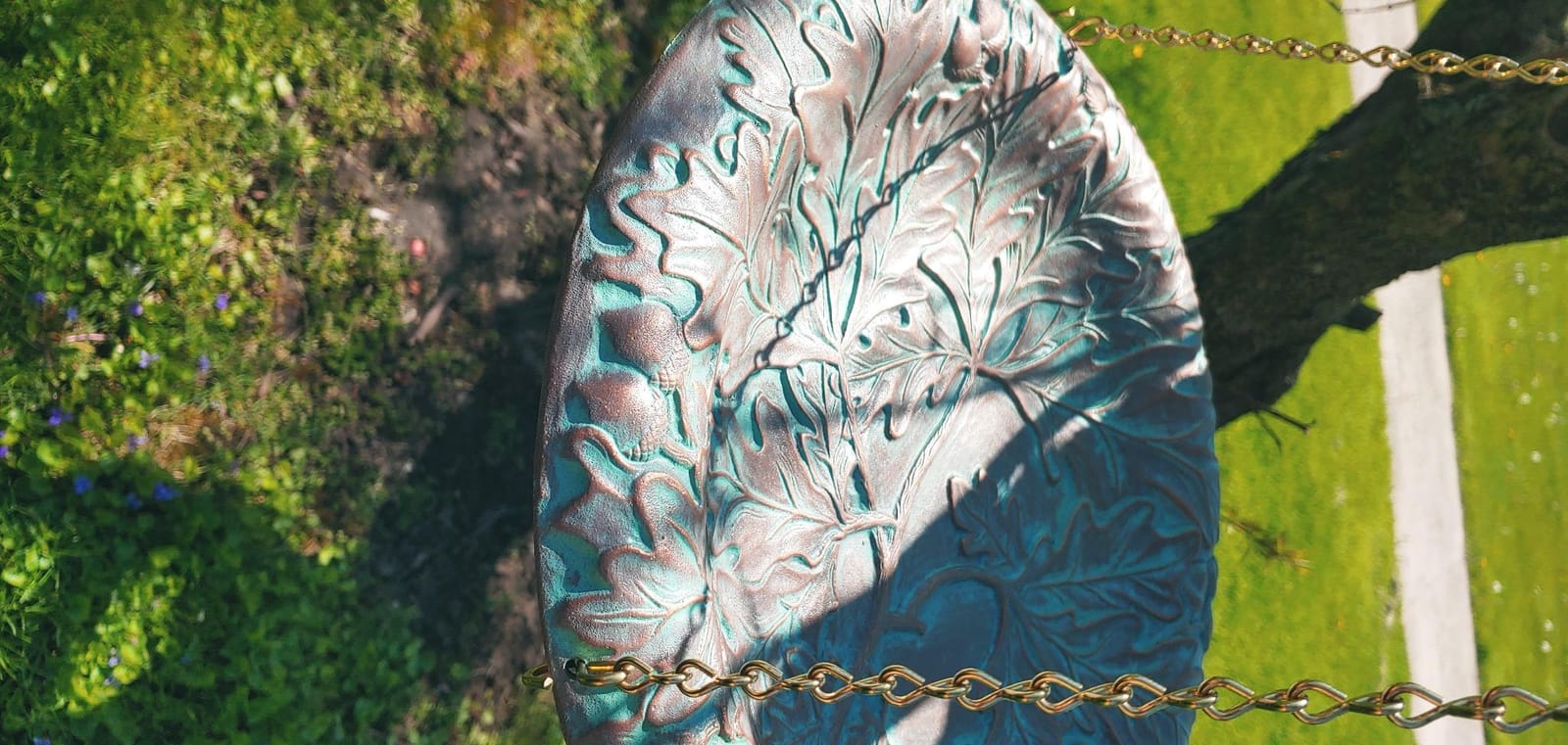 Whitehall Products Oakleaf Hanging Birdbath, Copper Verdi customer photo 2