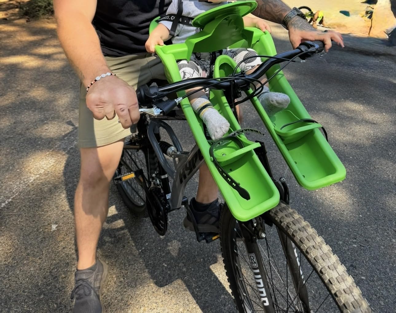 iBert Front Mounted Child Seat with Patented Mounting for Easy and Secure Installation - Child’s Bike Seat with 3-Point Safety Harness and Adjustable Foot Cups - Durable Plastic Shell customer photo 1