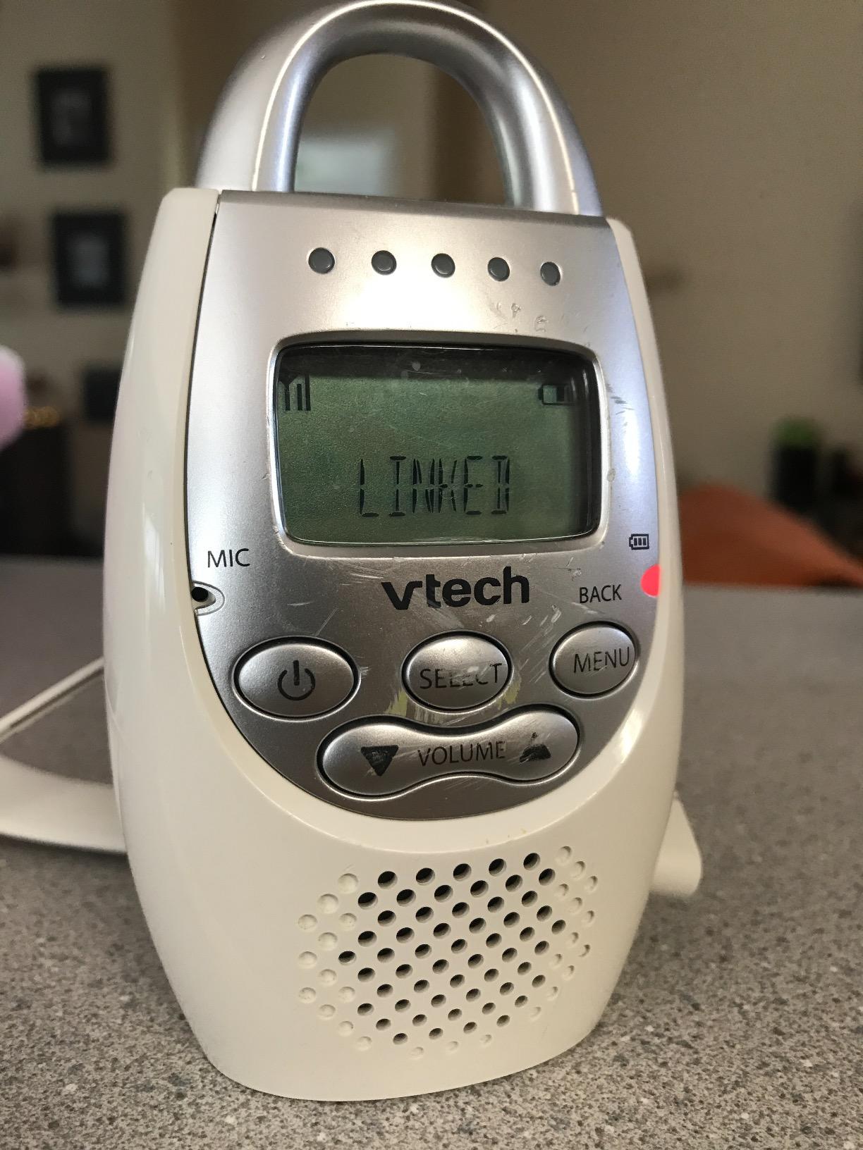 VTech Communications DM221 Audio Baby Monitor with up to 1,000 ft of Range, Vibrating Sound-Alert, Talk Back Intercom & Night Light Loop, White/Silver customer photo 1