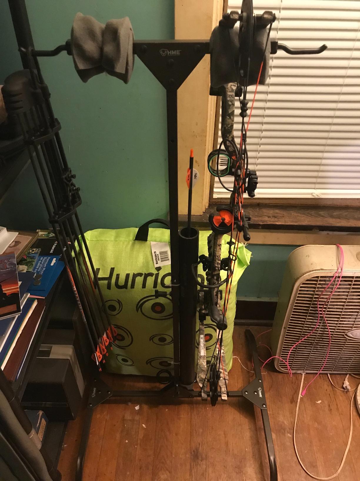 HME Reliable Stable Convenient Lightweight Durable Portable Dual-Sided Versatile Archery Hard Surface Bow Practice Hanger with Archer's Arrow Caddies Included customer photo 1