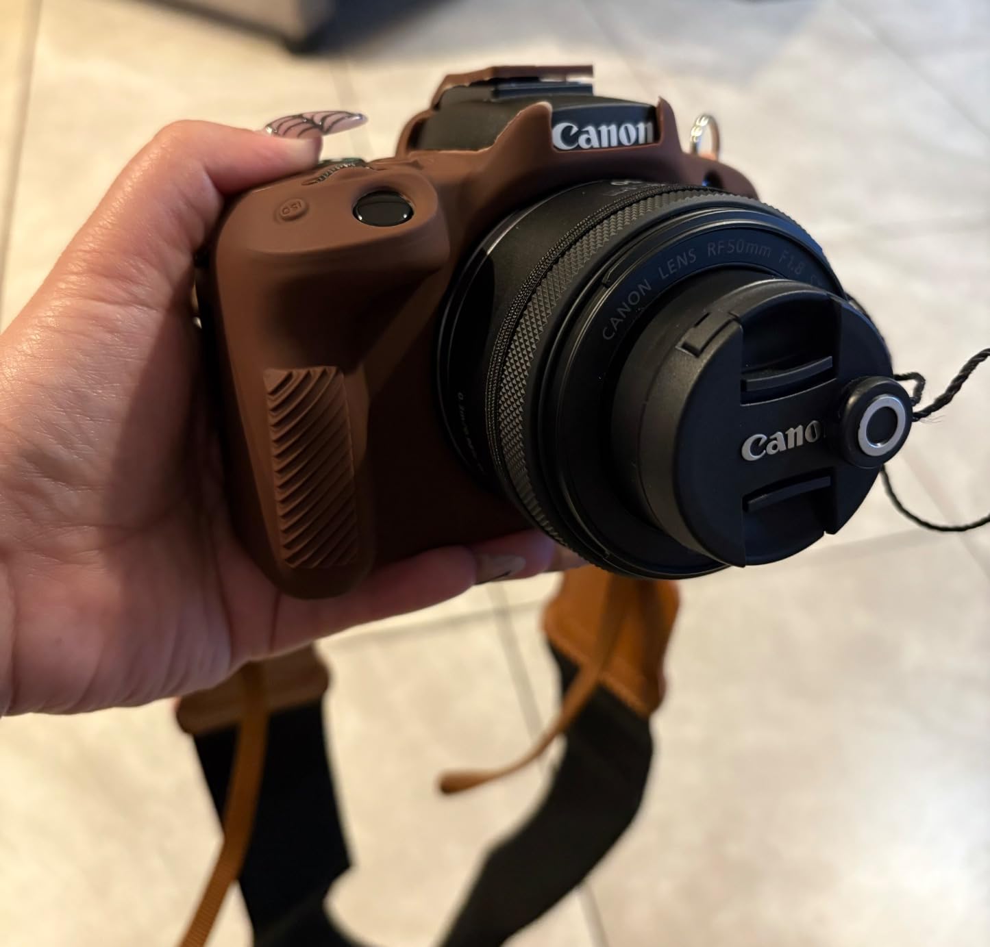 Foto&Tech Camera Lens Cap Leash with Elastic String, Compatible with Universal DSLR SLR Evil Mirrorless Cameras Video (x3) customer photo 2