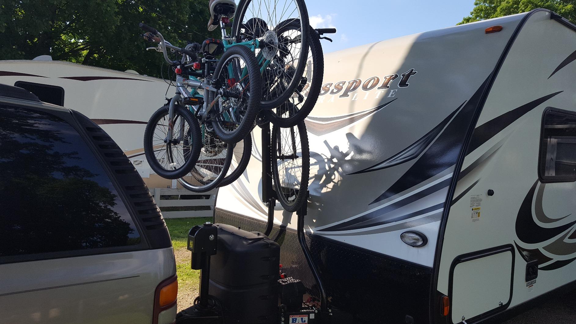 Stromberg Carlson CC-275 Trailer Tongue Cargo Bike Bunk - Adjustable Trailer Tongue Rack for RVs, Supports Up to 100 lbs, Fits RV Approved 2