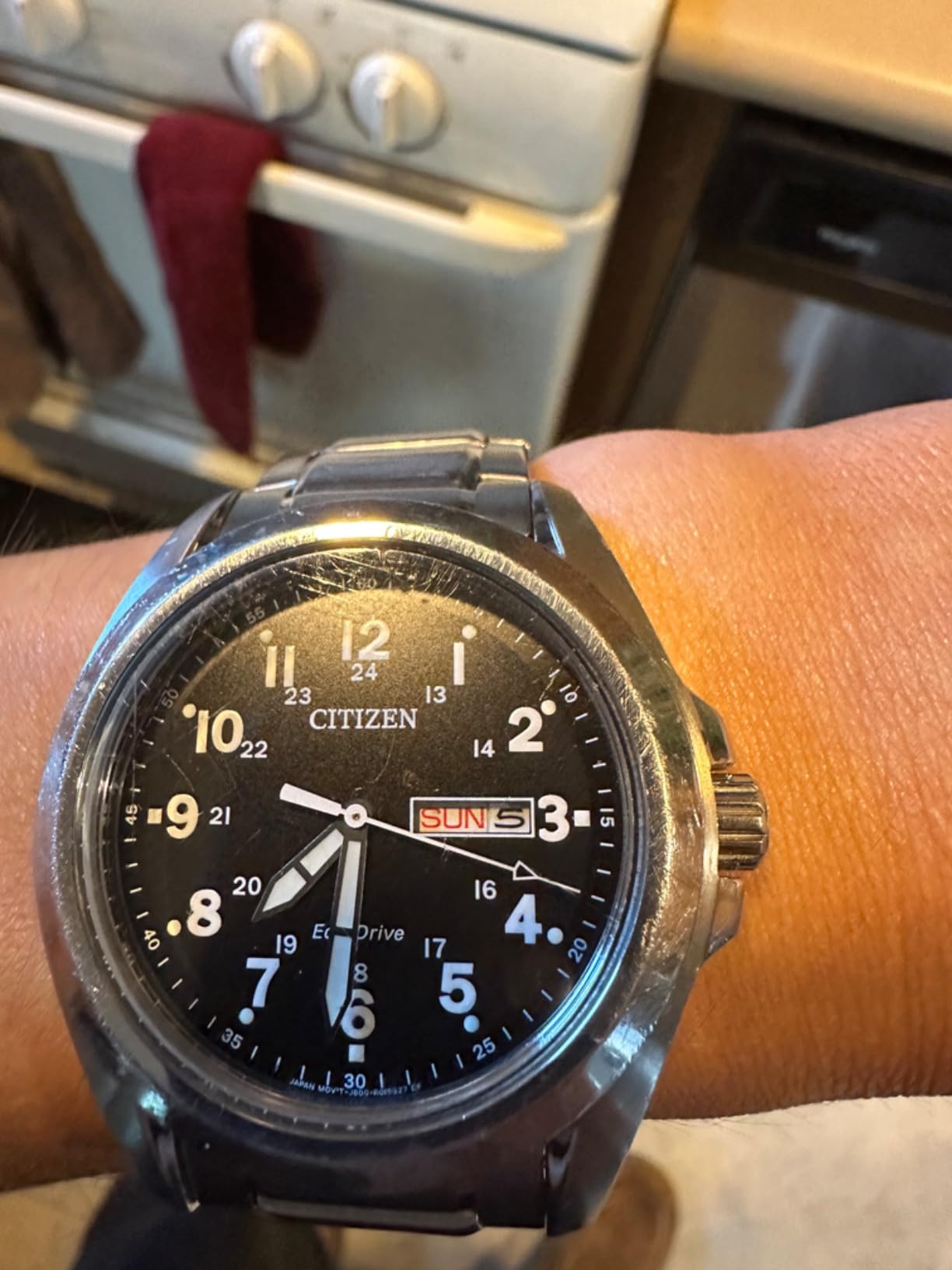 Citizen Men's Eco-Drive Weekender Garrison Field Watch, Stainless Steel, Black Dial, 43mm (Model: AW0050-82E) customer photo 2