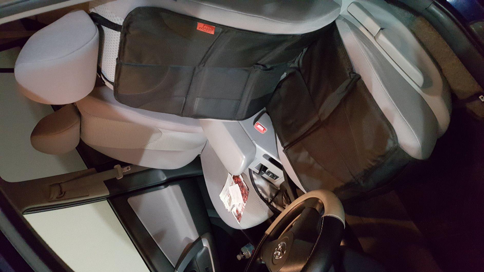 Lusso Gear Car Seat Protector for Baby Car Seat - Thick Padding - Seat Protector Under Baby Car Seat with 2 Mesh Storage Pockets - Black Waterproof Baby Car Seat Protector - Non-Slip Padded Backing customer photo 1