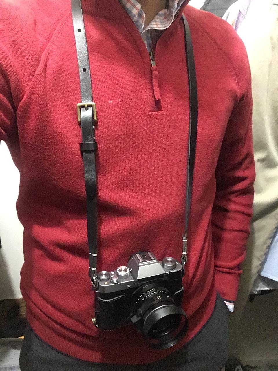 Buckled Leather Camera Neck Strap for Mirrorless Brown CP006 customer photo 2