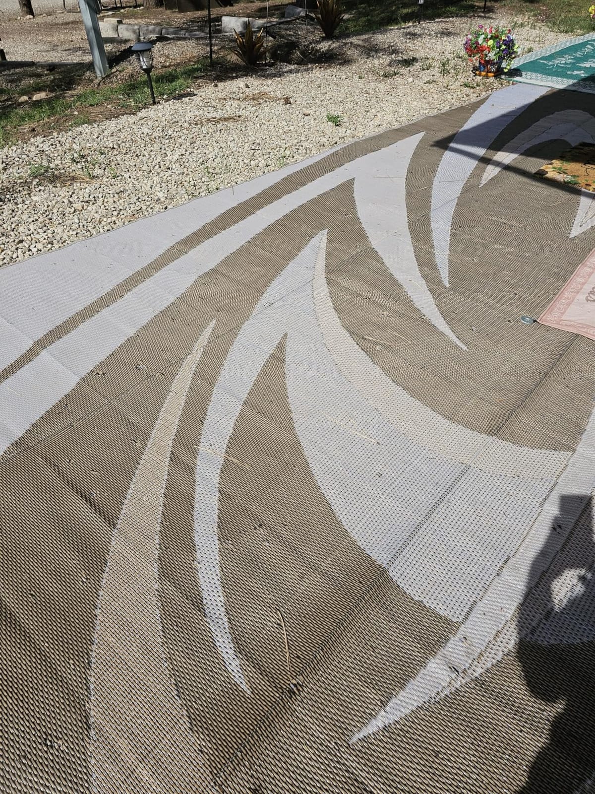 EEZ RV Products 9'x18' GW Heavy Duty Reversible/Durable Outdoor Patio/RVing Mats(9ft x18ft Grey) Come with Large Storage Bag & 6 Sets of Stakes and Washer customer photo 2