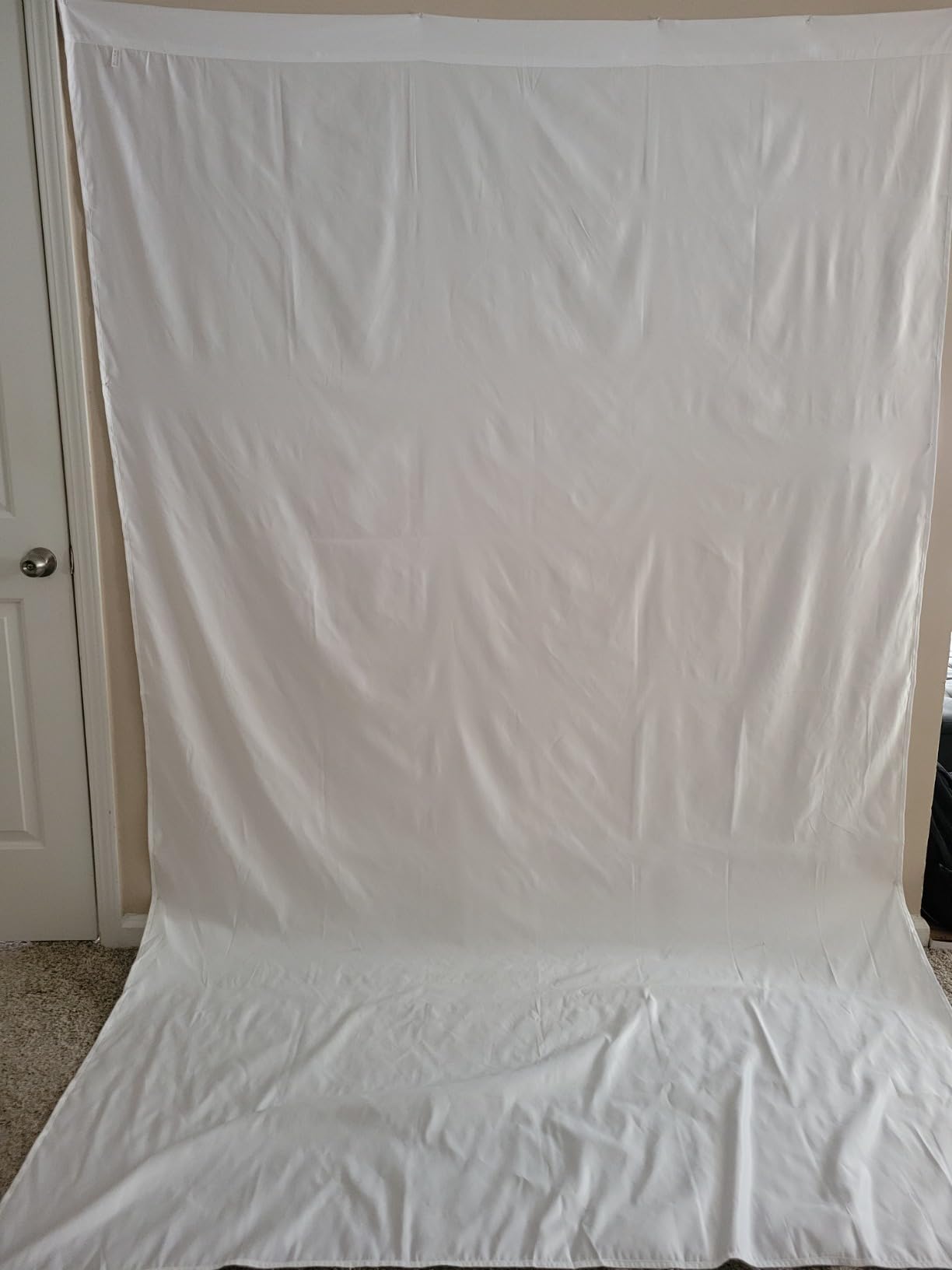ISSUNTEX 10X12 ft Background Muslin Backdrop, Photo Studio, Collapsible High Density Screen for Video Photography and Television-White customer photo 2