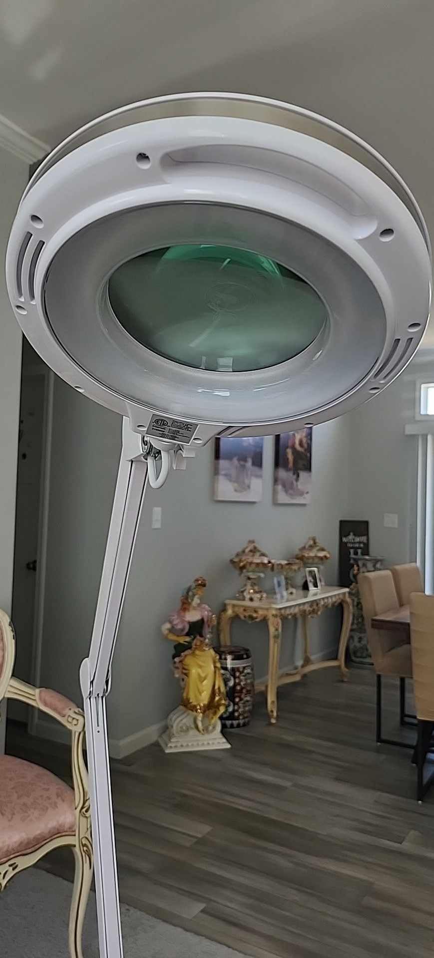 Brightech Lightview Pro Magnifying Glass with Stand & Light, Magnifying Floor Lamp with 6-Wheel Rolling Base for Facials & Lashes - Dimmable LED Work Light for Crafts, Sewing, and Projects - 5 Diopter customer photo 2