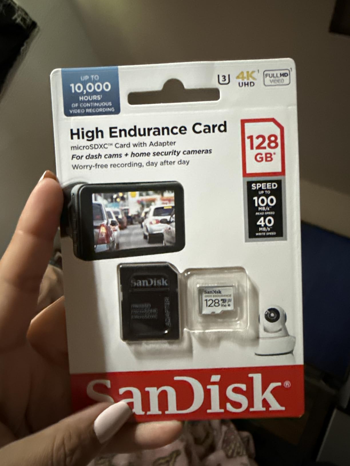 SanDisk 128GB High Endurance Video microSDXC Card with Adapter for Dash Cam and Home Monitoring Systems - C10, U3, V30, 4K UHD customer photo 1