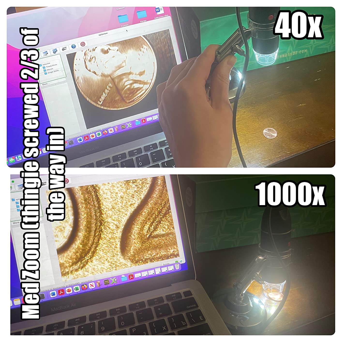 USB Digital Microscope 40X to 1000X, 8 LED Magnification Endoscope Camera with Carrying Case & Metal Stand, Compatible for Android Windows 7 8 10 11 Linux Mac (Not for iPhone/iPad) customer photo 2