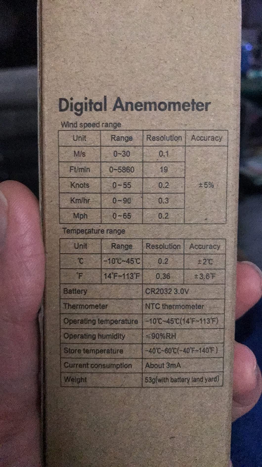 Anemometer Handheld, Air Velocity Meter up to 67mph Light Weight 53g | Digital Wind Speed Meter 0.1 m/s with Wind Chill /Temp/ Max/Avg/Current,5-Sec Backlight for HVAC Sailing Golf Fishing customer photo 2