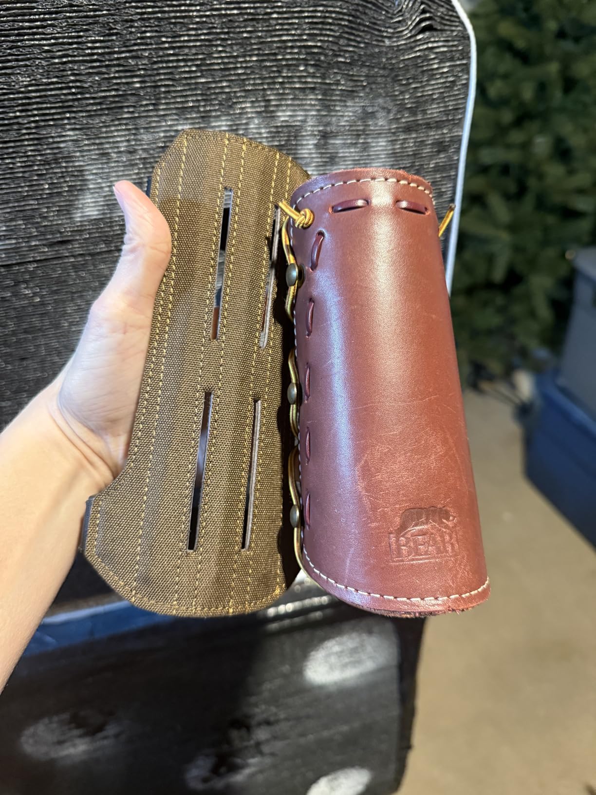 Bear Archery Adjustable Cordura Arm Guard with Vented Design, Brown, One Size customer photo 2