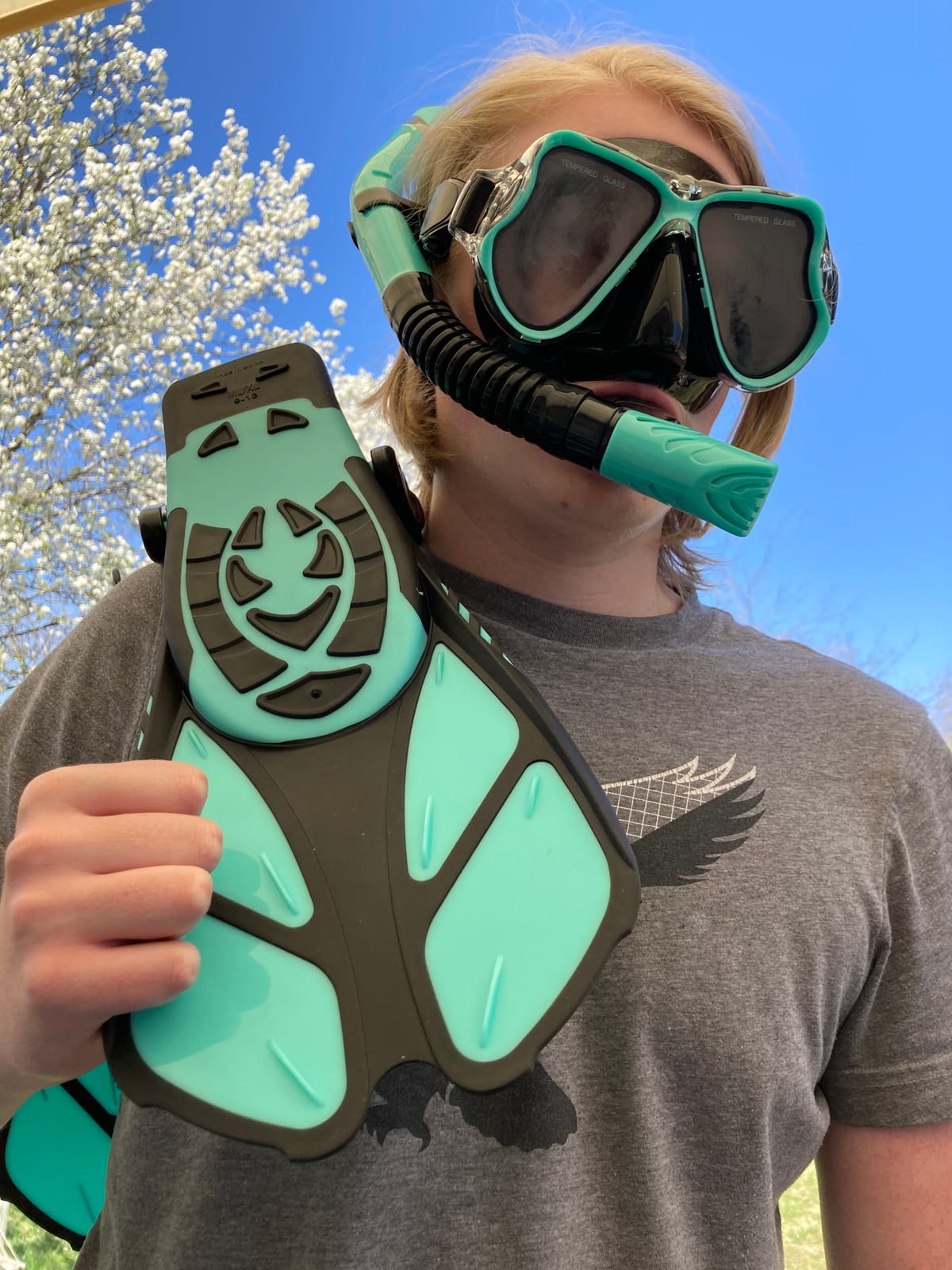 Snorkeling Gear for Adults, Panoramic Mask Anti-Fog & Dry Snorkel customer photo 1