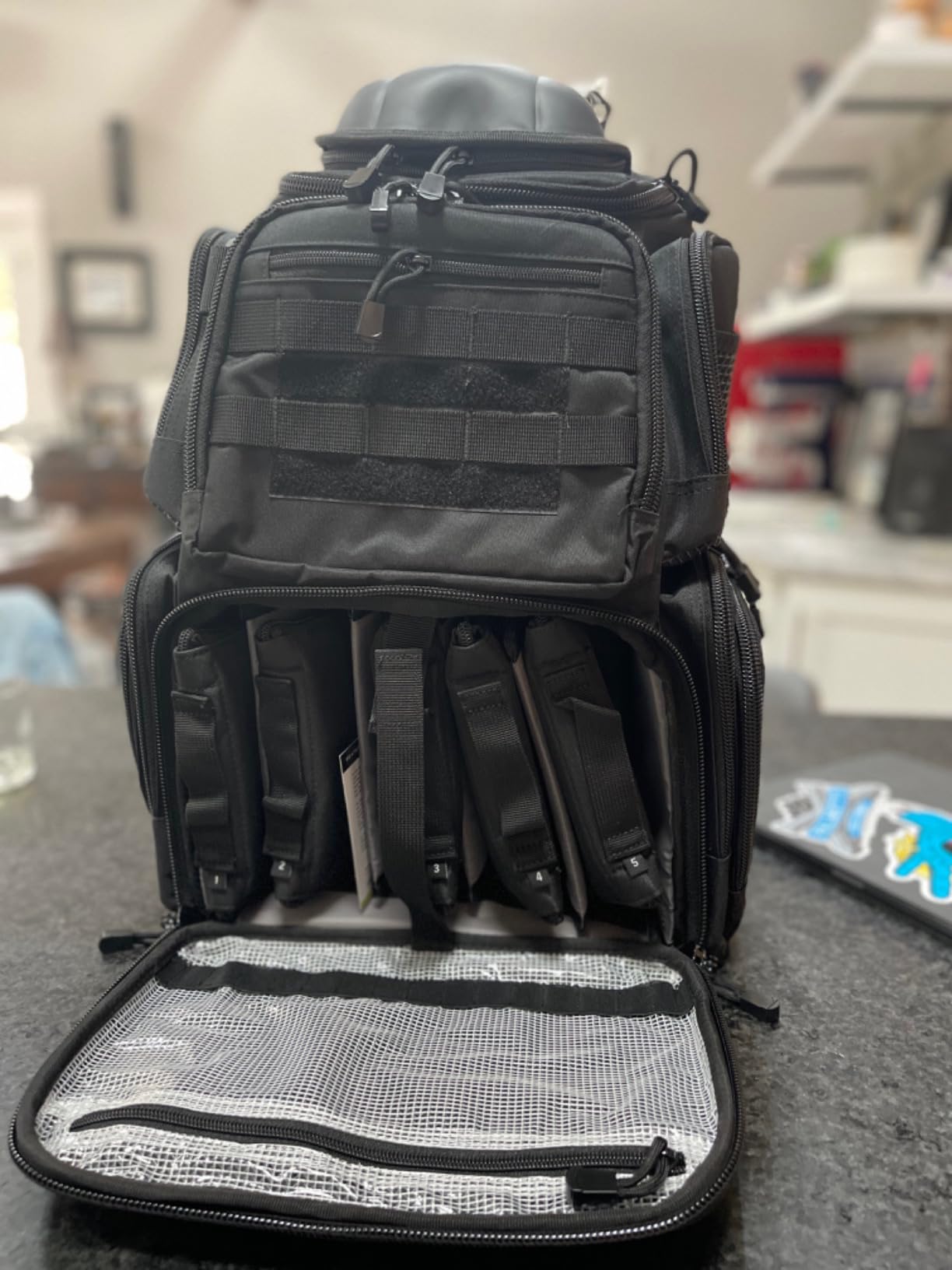 TIDEWE Tactical Range Backpack for Handguns, Gun Range Bag, Black | 5 Pistol Cases, 6 Magazine Slots, Large Capacity, Durable Build, Organized Compartments, MOLLE System, Rain Cover customer photo 1