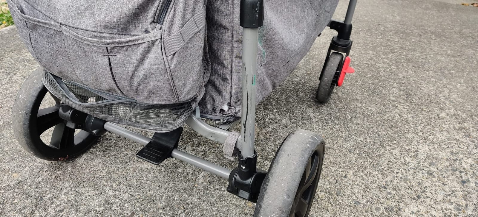 EVER ADVANCED Foldable Wagons for Two Kids & Cargo, Collapsible Folding Stroller with Adjustable Handle Bar,Removable Canopy with 5-Point Harness Gray customer photo 1