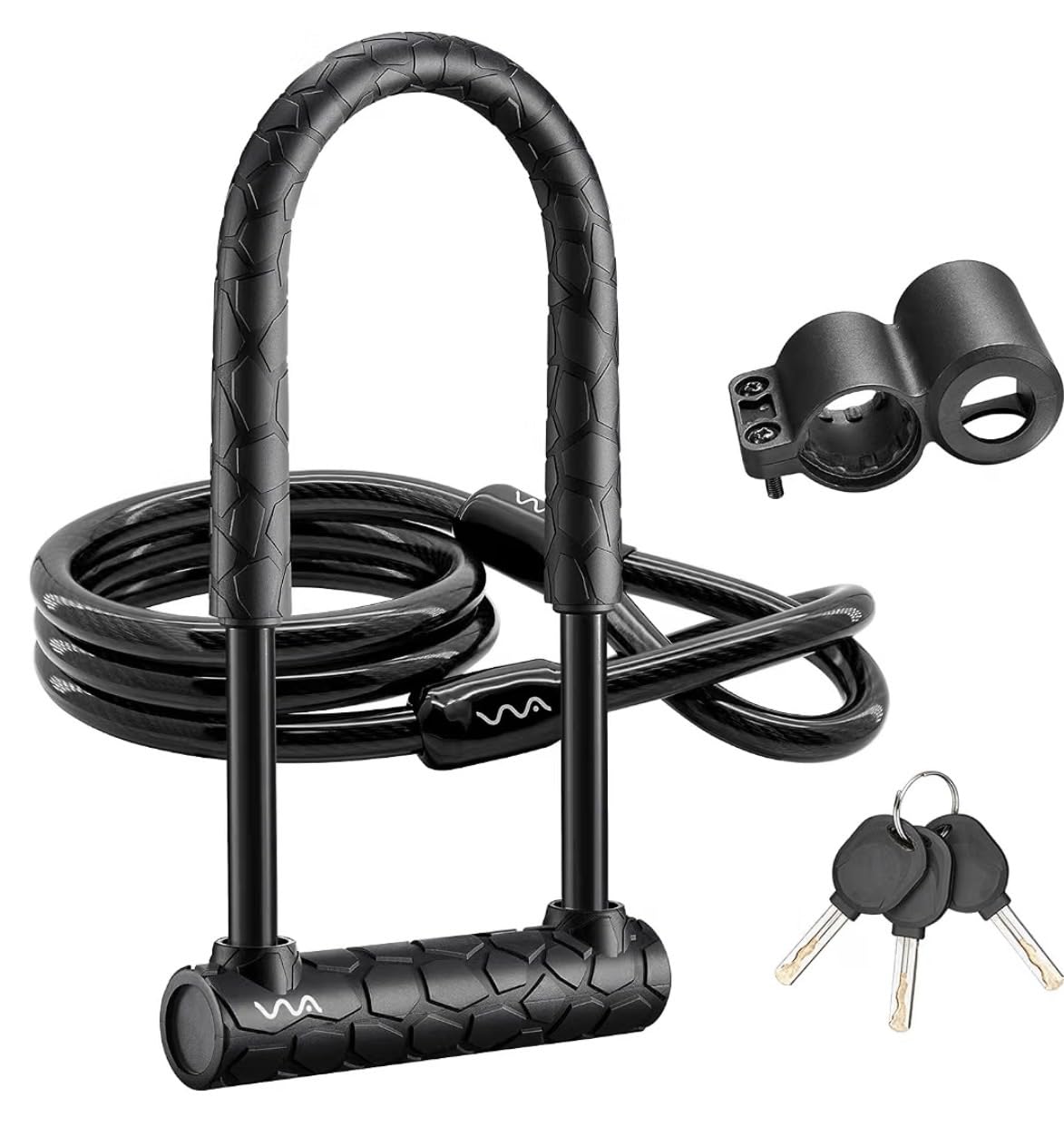 Bike Lock Heavy Duty Anti Theft, Long Shackle Bike U Lock with Keys, 4FT Security Cable and Mounting Bracket for Bicycle, Ebike, Scooter, Commuter Bike customer photo 2