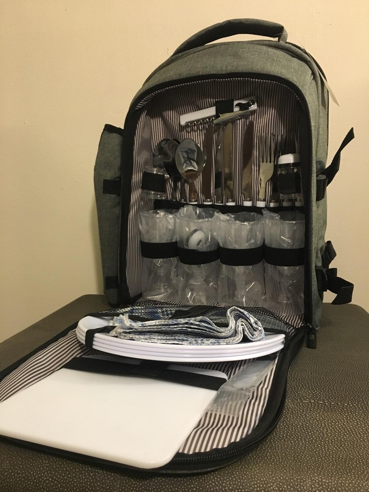 Hap Tim Picnic Basket Backpack for 2 Person with 2 Insulated Cooler Compartment, Wine Holder, Fleece Blanket, Cutlery Set, Wedding Gifts for Couples, Bridal Shower Gifts, Engagement Gifts customer photo 1