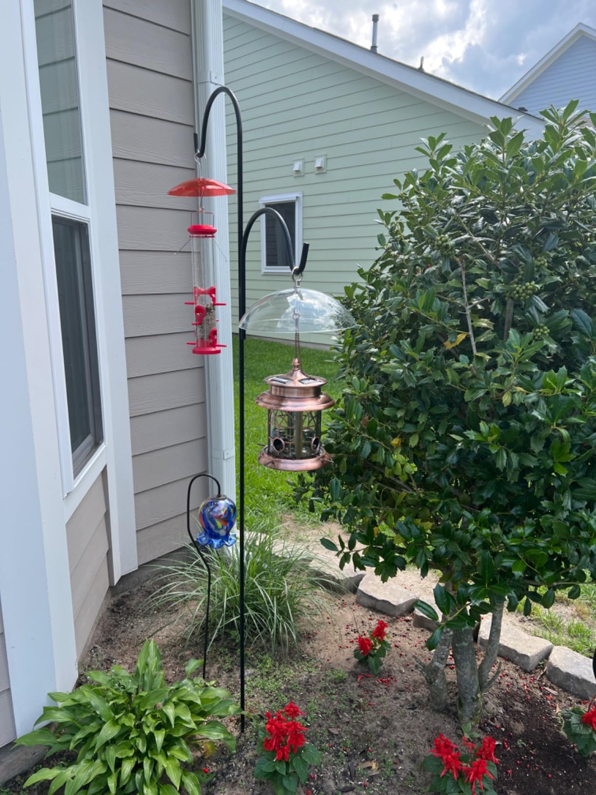Westcharm Solar Bird Feeder for Outdoors Hanging | Waterproof Wild Birdfeeder for Outside Weather Resistant Garden Décor Gift for Bird Lovers - Antique Copper customer photo 2