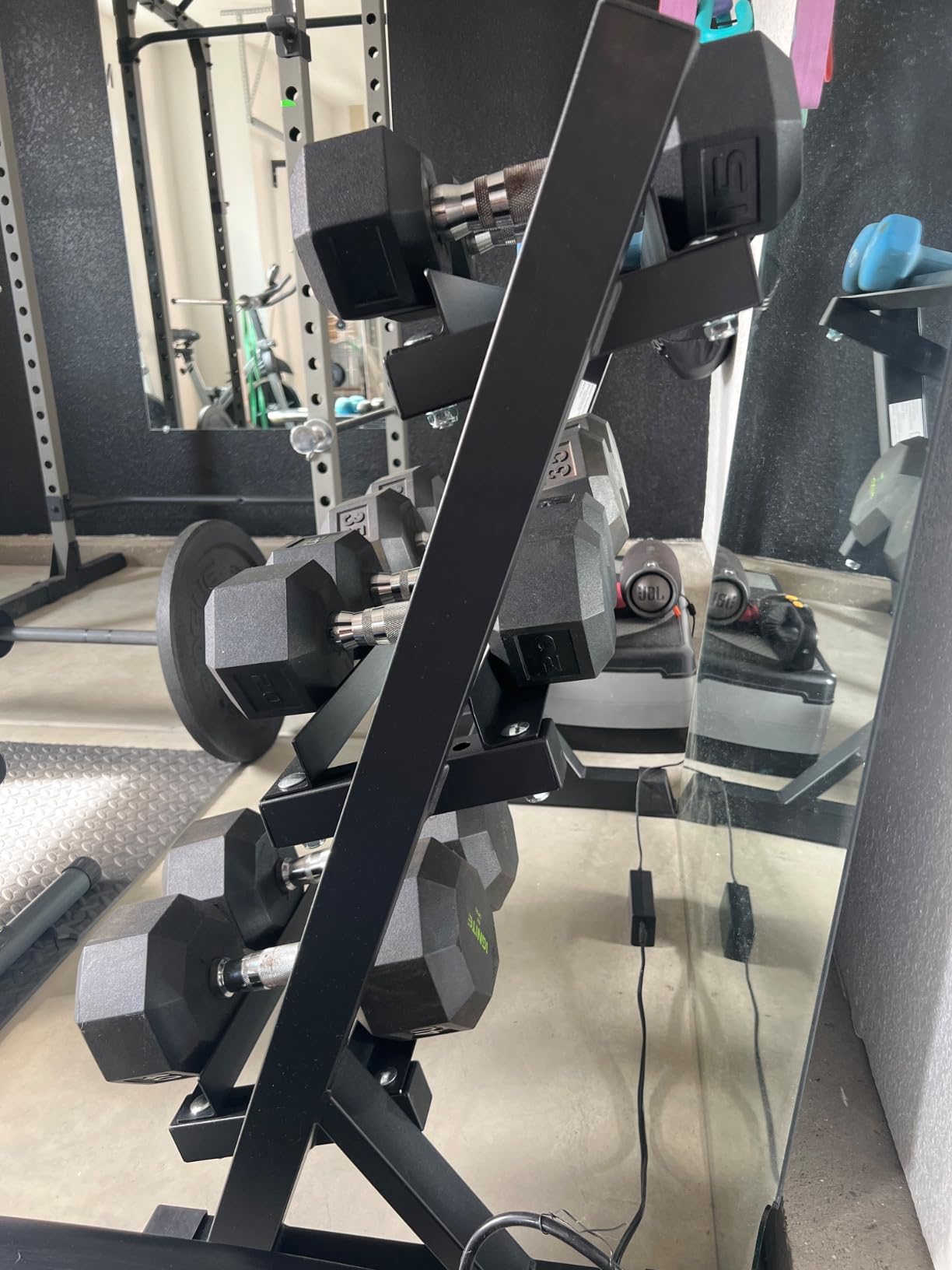 YOLEO Dumbbell Rack, Adjustable & Compact Weight Rack for Dumbbell, Kettlebell, Barbell, Heavy Duty Weight Storage Organizer, Space-Saving Dumbbell Storage Stand Holder for Home Gym - 1100LBS Capacity (Rack Only) customer photo 2
