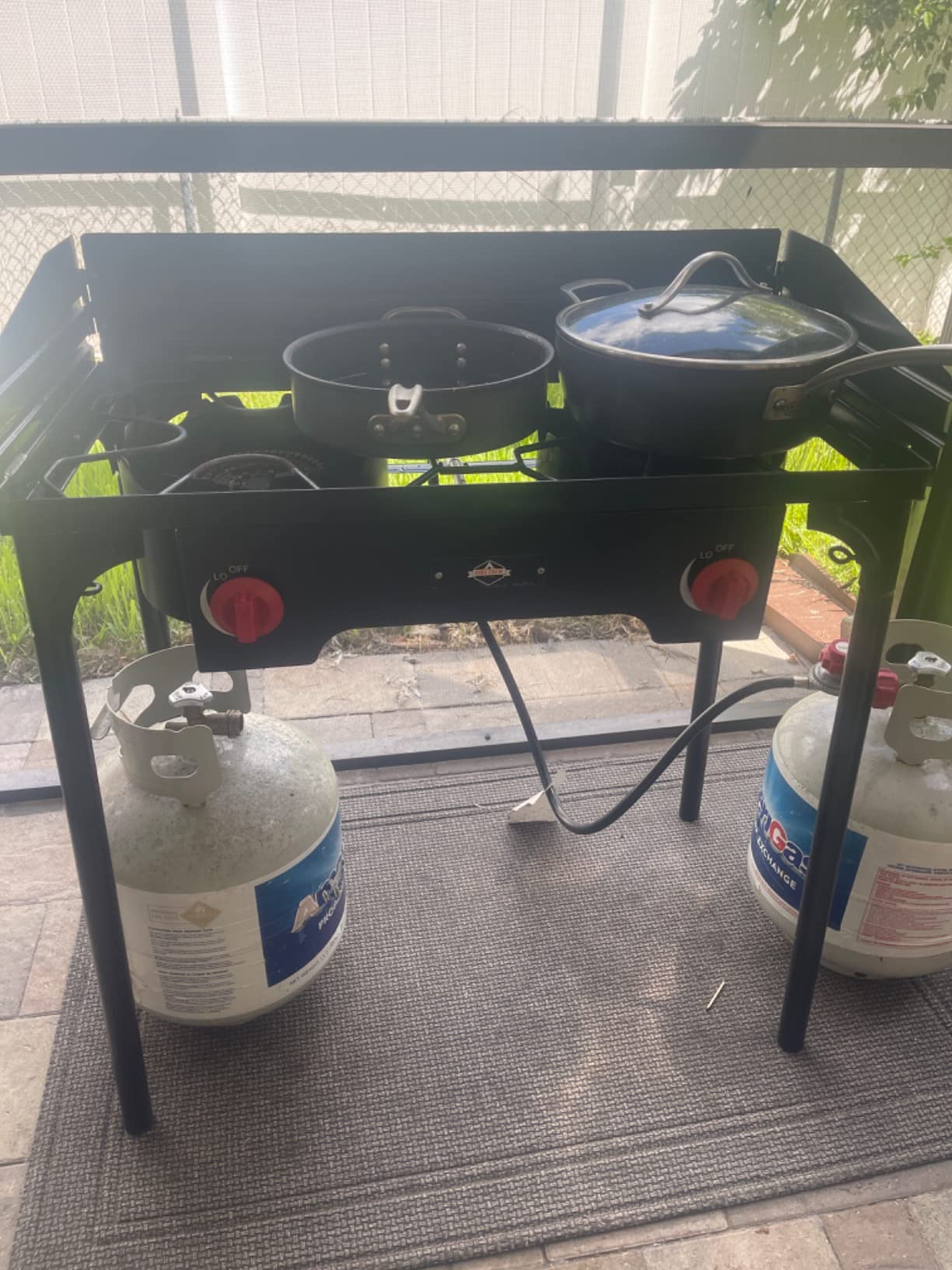 Hike Crew Cast Iron 3-Burner Outdoor Gas Stove | 225,000 BTU Portable Propane Cooktop w/Blue Flame Control, Removable Legs, Temperature Control Knobs, Wind Panel, Hose, Regulator & Storage Carry Case customer photo 2