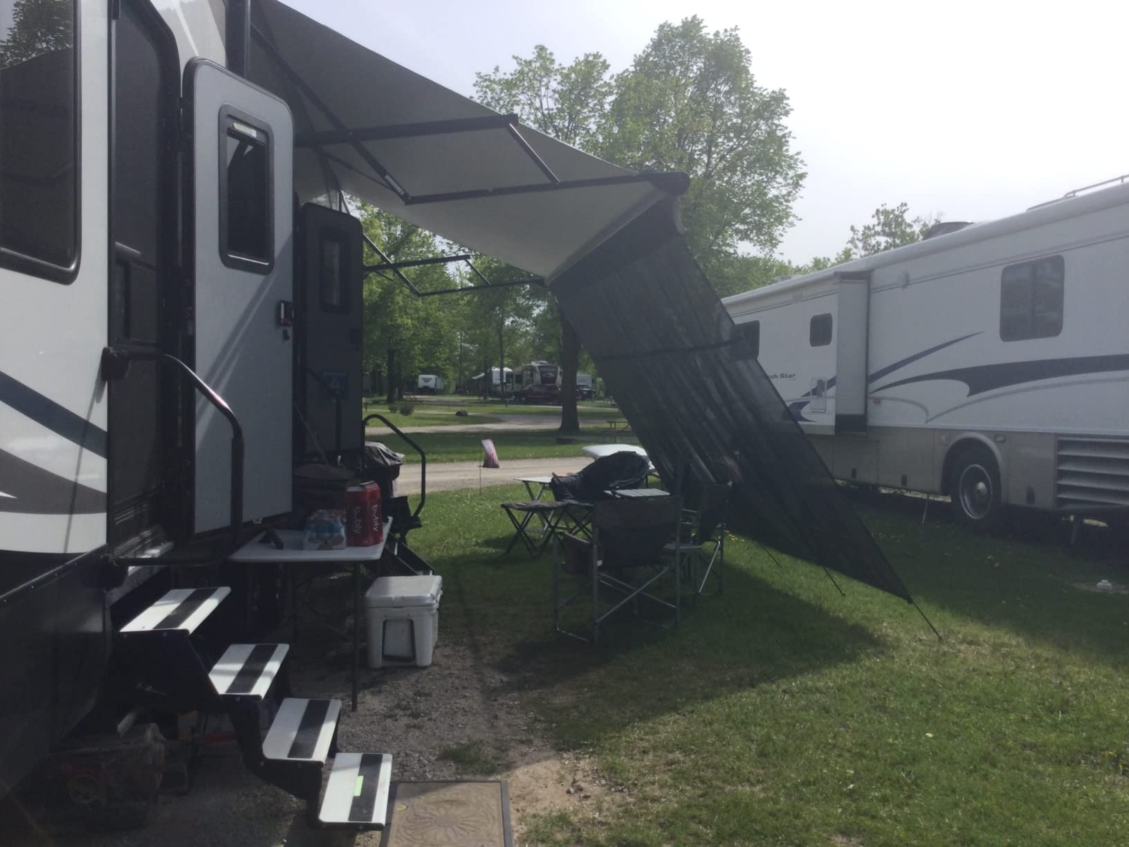RV Awning Sun Shade Screen with Zipper 9' x 14'(Fit for 15' Awning), RV Awning Shade Screen with Zipper Motorhome Trailer Camper Awning Shade Black Mesh Sunscreen UV Blocker Complete Kits customer photo 2