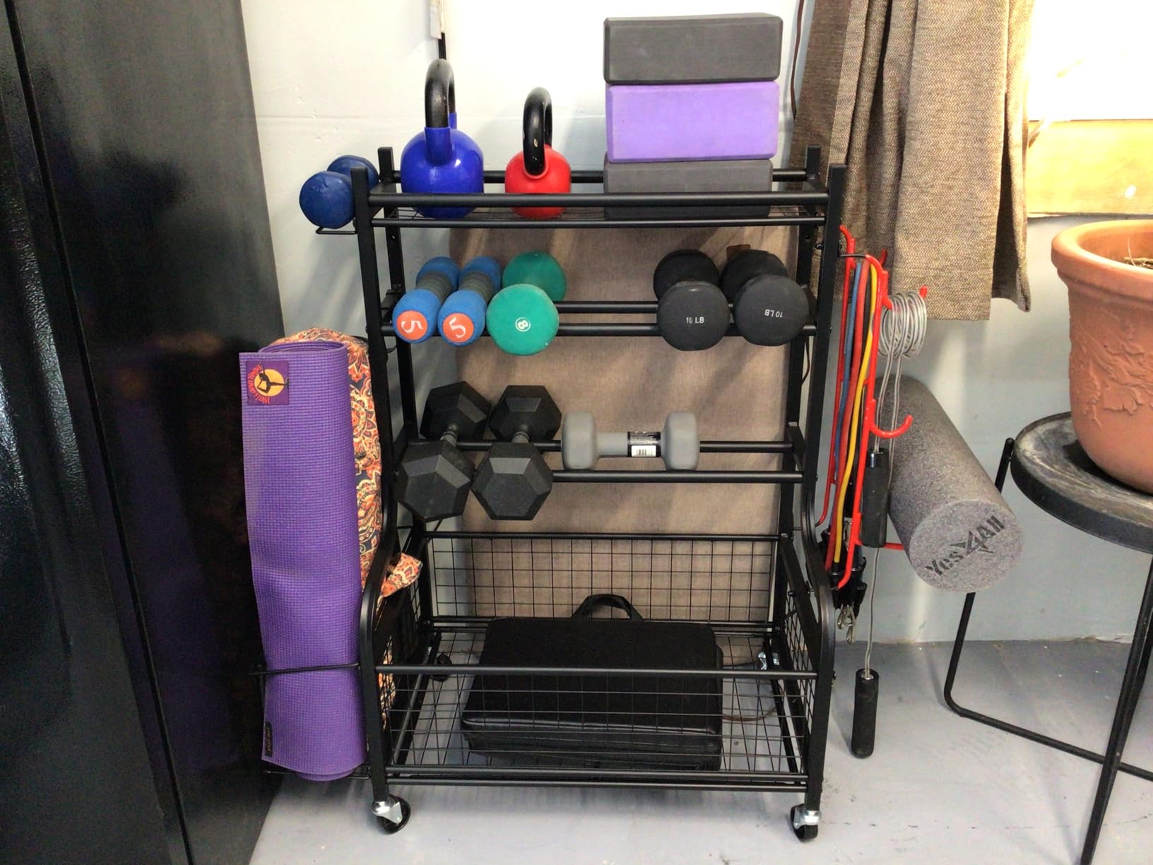 PLKOW Dumbbell Rack, Weight Rack for Home Gym Storage with Wheels and Hooks customer photo 1