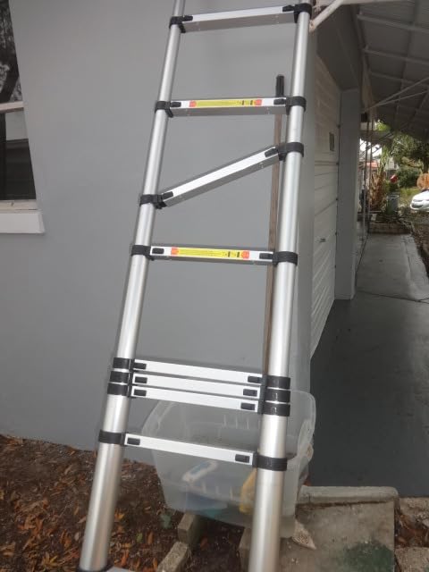 Telescoping Extension Ladder 14.5 FT, Folding Telescopic Aluminum Ladders, Lightweight Collapsible Ladder Step for RV Roof Attic Home, 330 LB Capacity (14.5 FT) customer photo 2