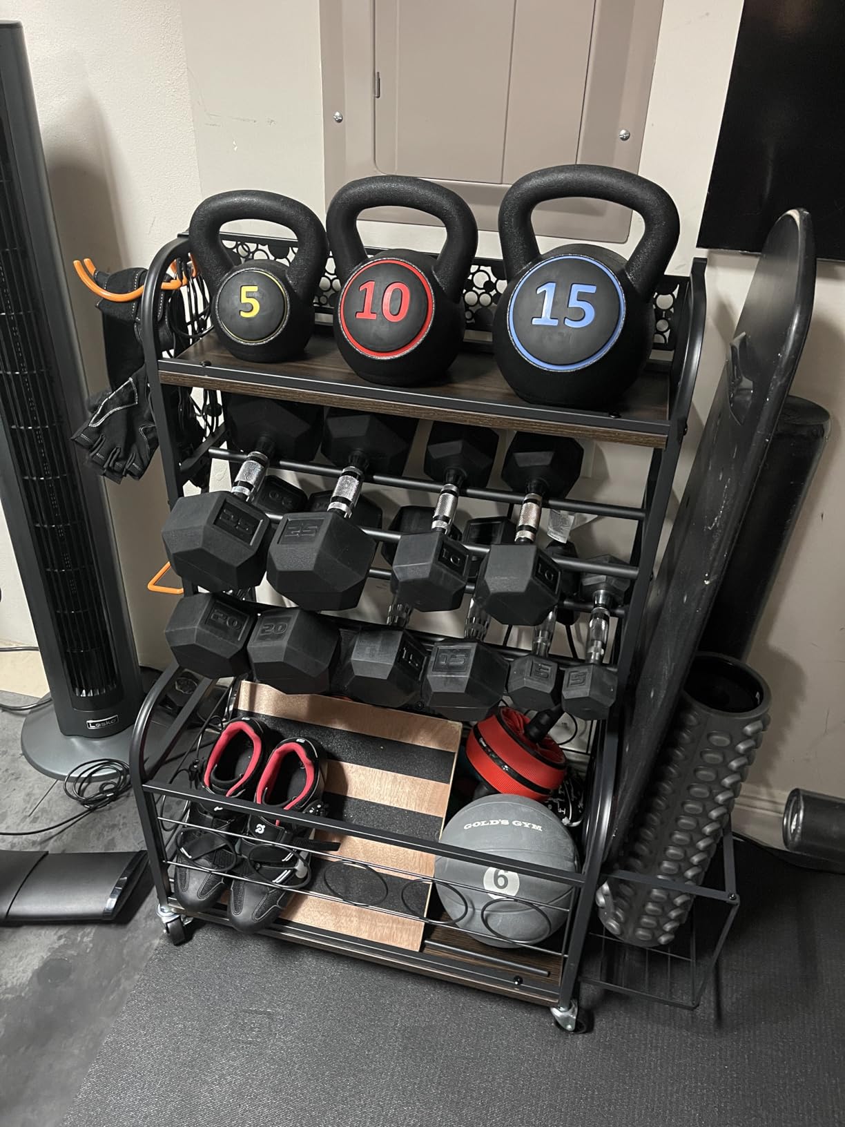 VOPEAK 3-Tier Dumbbell Rack with Wheels, Weight Rack for Home Gym Storage customer photo 2