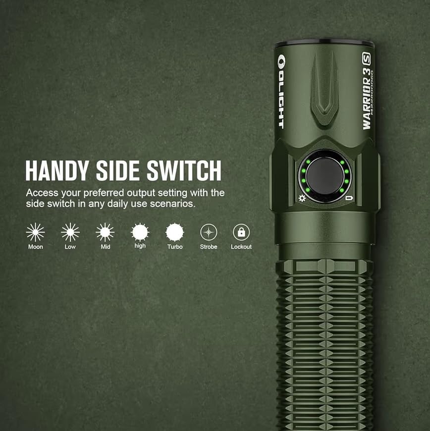 OLIGHT Warrior 3S Rechargeable Tactical Flashlight Bright Light OD Green customer photo 1