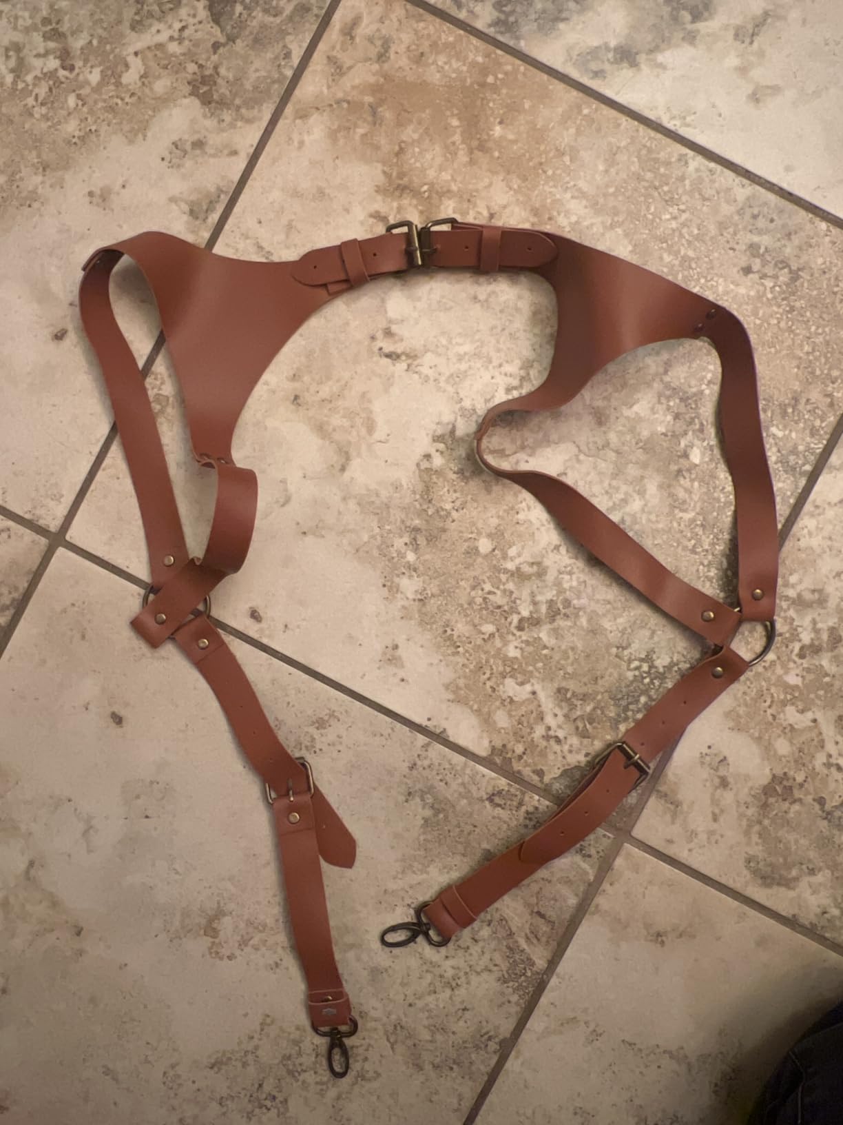 Gugxiom Double Camera Strap,Camera Shoulder Strap for Two Cameras,Adjustable Leather Double Camera Harness Brown customer photo 2