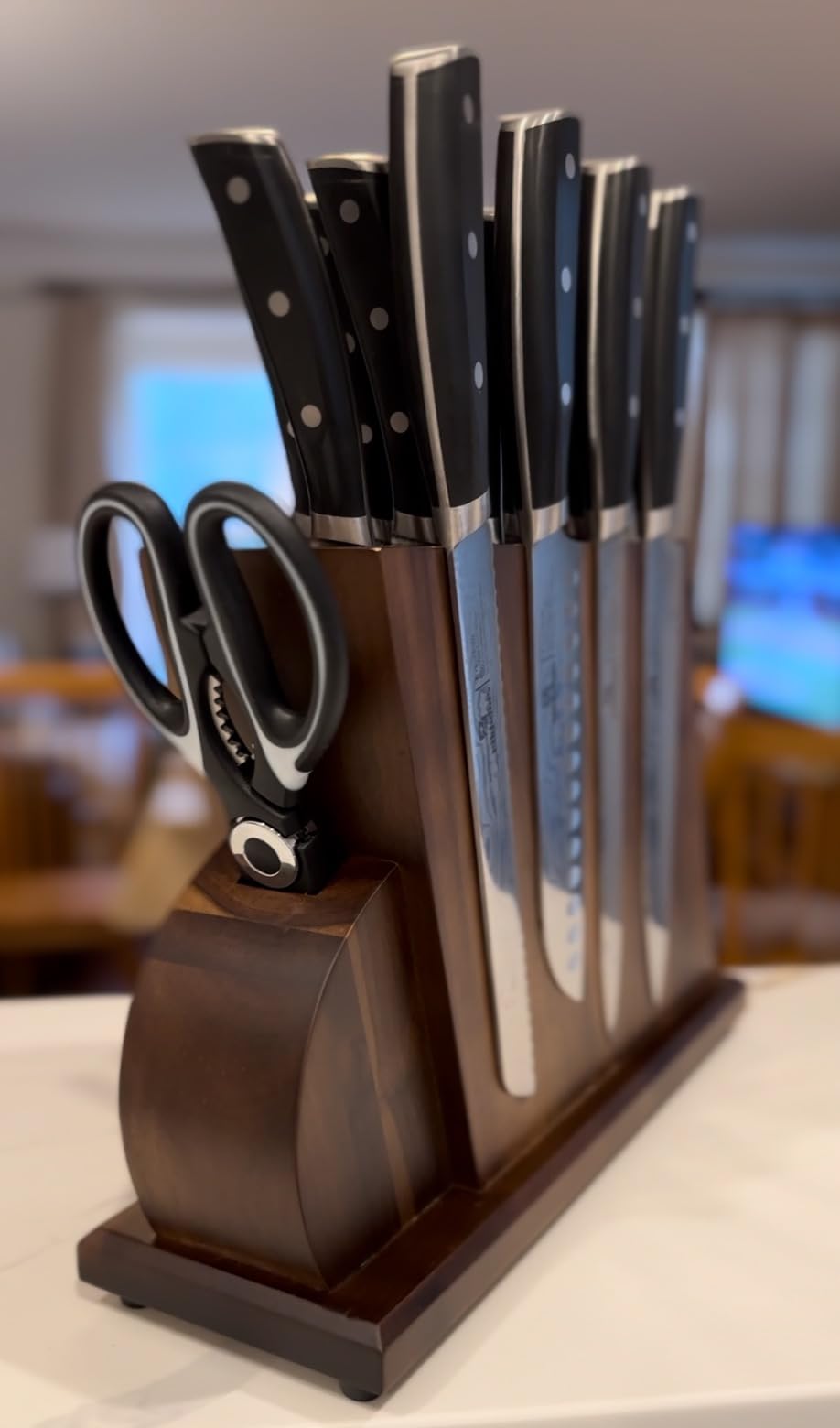 Piklohas Knife Sets for Kitchen with Block, 17 Pieces with Magnetic Knife Holder, German High Carbon Stainless Steel Damascus Pattern Chef Knife Set, Ideal for Gift customer photo 1