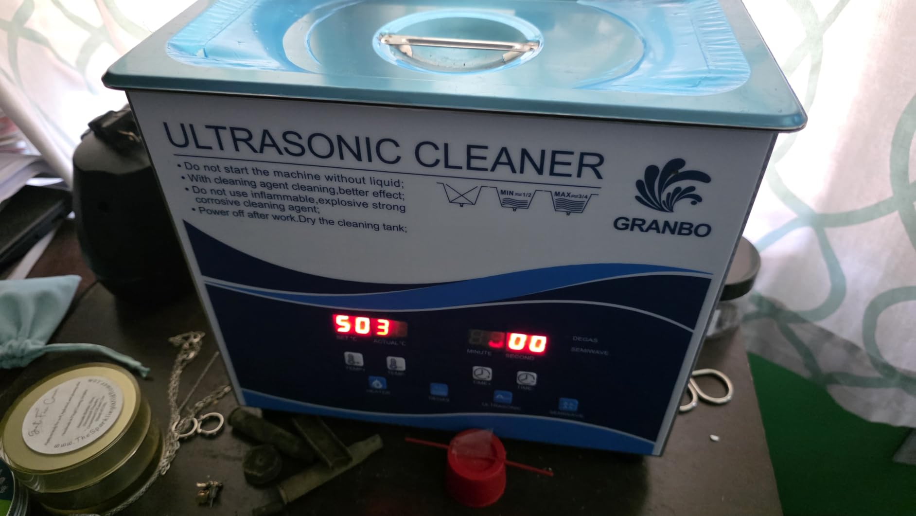 Granbo Ultrasonic Cleaner Machine 3.2L with Digital Heater Timer and Degas | 120W Professional Ultra Sonic Jewelry Cleaner Machine 110V 40KHz for Glasses Dental Watch Rings Small Parts Circuit Board customer photo 2