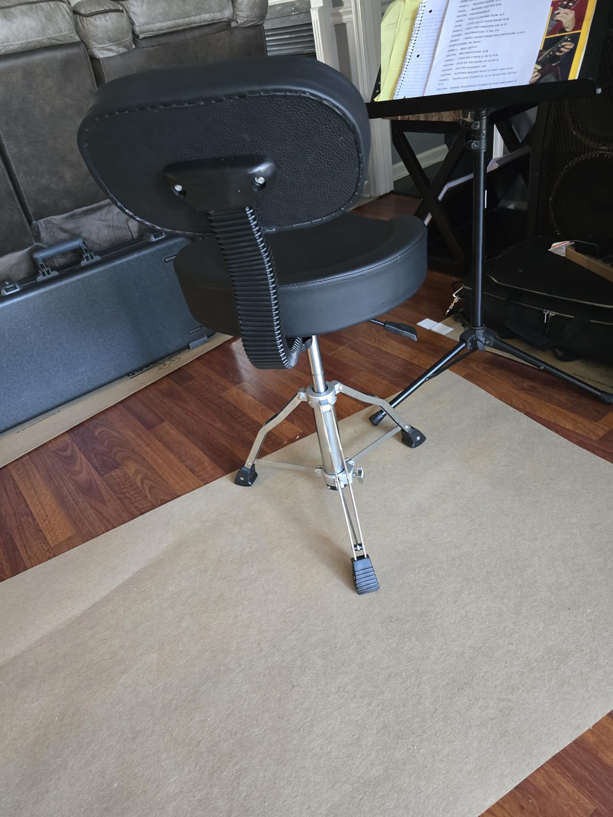 Drum Stool Throne with Backrest Hydraulic Adjustable Guitar Chair Saddle Seat Drum Stool for Adult Drummers for Piano Guitar, Black customer photo 2