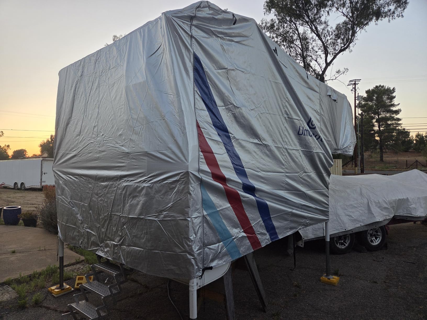 Umbrauto Travel Trailer RV Cover 24' ~ 27' – Upgraded 9-Layers Top Camper Cover, Waterproof & Windproof Heavy Duty Toy Hauler RV Cover for Winter Snow with Tongue Jack Cover, Gutter Covers customer photo 1