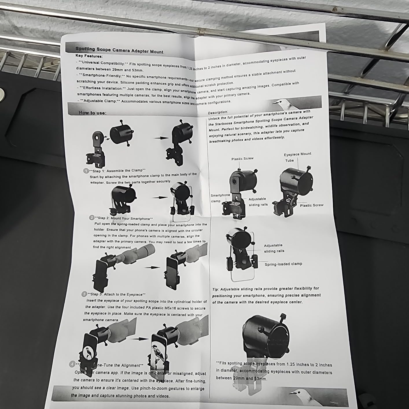 Spotting Scope Phone Adapter for 1.25-2