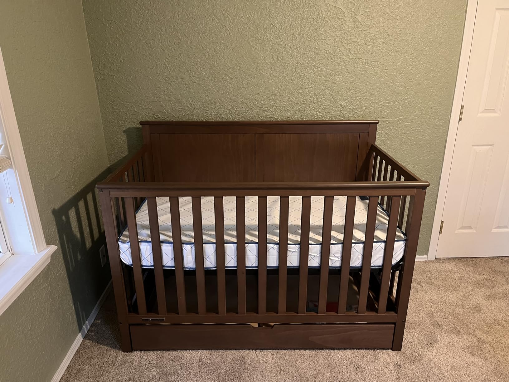 Simmons Kids Logan 6-in-1 Convertible Crib with Underdrawer - Greenguard Gold Certified, Chestnut customer photo 2