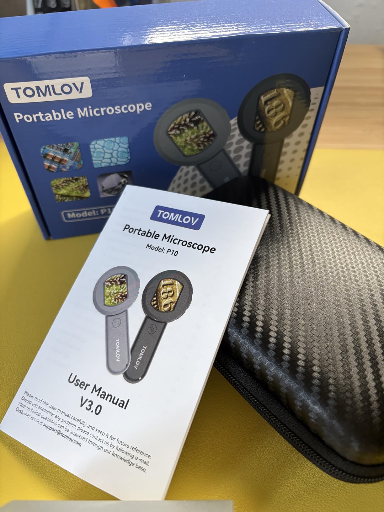 TOMLOV P10 Microscope for Adults Kids, Handheld Coin Magnifier with Light for Error Coins, Portable Trichome Magnifying Glass 100X, Collector Pocket Jewelers Loupe, Digital Microscope with 2