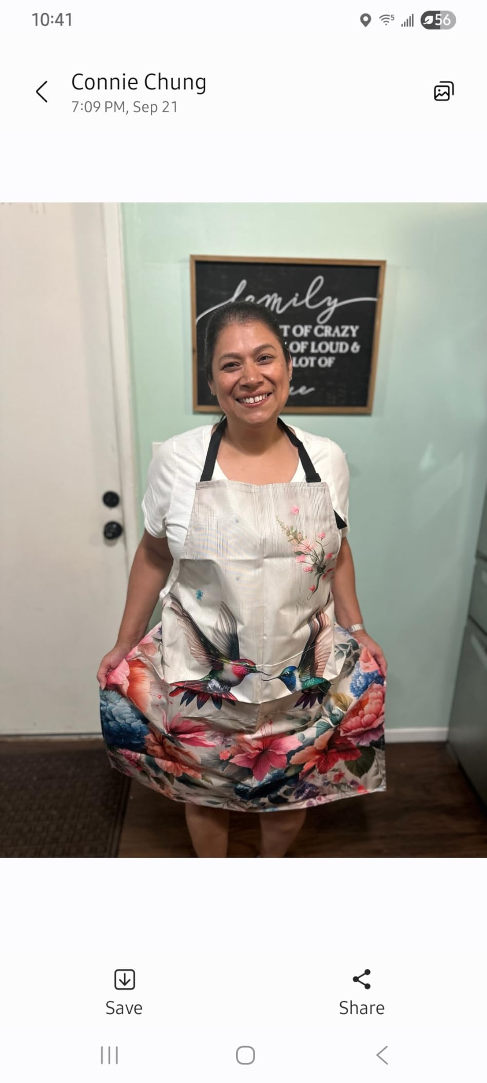 Bird Apron for Women with Hummingbird,28x33in,Floral Garden Kitchen Aprons with 2 Pockets,Oxford Fabric,Beautiful Adjustable Apron for Cooking Baking Gardening Chef,Gifts for Mom Wife customer photo 1