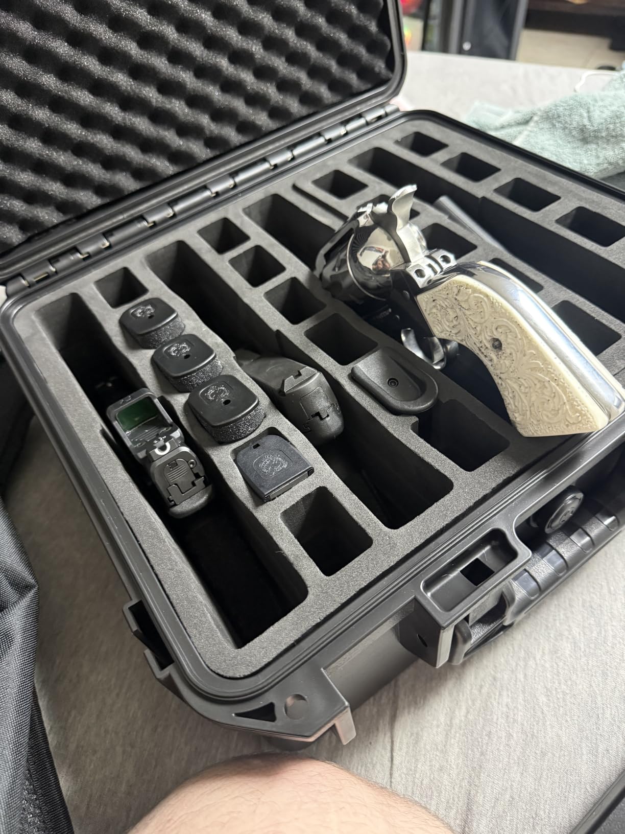 Pistol Case Gun Box for Handguns: Waterproof Holds Multi Guns & Magazines | TSA Approved Carrying Hard Shell Pistol Case for Pistols, Pre-cut Storage Box for Beretta, Smith and Wesson, for Glock customer photo 2