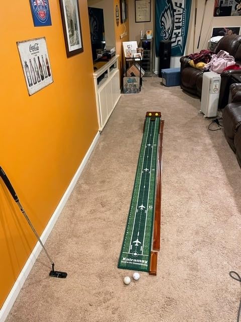 Kalramay Putting Green Indoor Golf Putting Mat – Easy to Assemble with Automatic Ball Return, Wrinkle-Free Close to Real Green Speed, Suitable for Office, Recreation Room, Patio customer photo 2